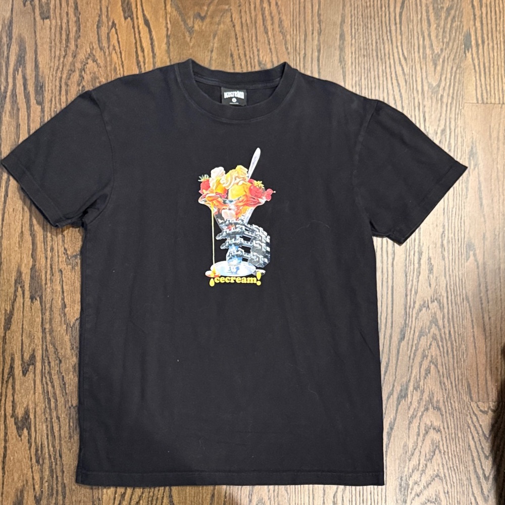 Icecream Black Tee with Colorful Graphic